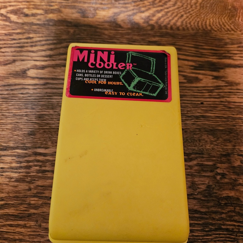 Vintage Outer Circle Products Mini Cooler Neon Yellow Retro Personal Lunch Box